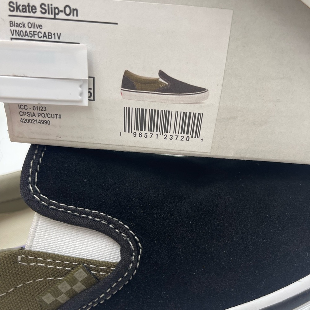 Vans Men’s Skate Slip-On
Black Olive Sneakers
VN0A5FCAB1V - Picture 3 of 16